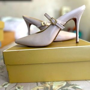 Michael Kors Tiegen plush pink leather mules. Size 7.5 worn twice